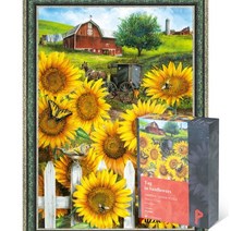 퍼즐피플 해바라기 속 술래잡기 1000피스 풍경 직소퍼즐, 해바라기 속 술래잡기 1000피스 액자포함(엔틱그린), 1000p, 퍼즐유액 포함