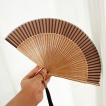 레이디 오리지널 국화 장식 요리 화선당 여성용 수동식 둥근 일본식 부채 여름부채, 브라운