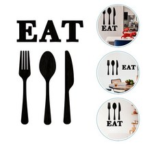 벽주방 사인 장식 나무 포크 먹고 농가 숟가락 견적 소박한 행잉 데칼 스티커 홈 거실, 01 Black27X5.9X0.5CM