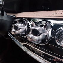 CCLEF 불독 차량용 방향제 송풍구형 자동차 디퓨저 액상 미포함, 크롬 실버