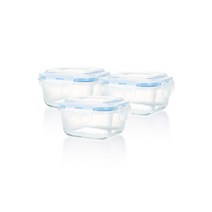 [익일출고] 강블리 블링락G 유리 밀폐용기, 정사각형 160ml, 3개