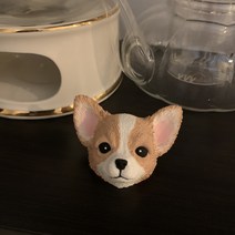 치와와 강아지 석고방향제+리필오일 5ml 차량용방향제 인테리어소품 답례품 선물, 화이트머스트, 블랙