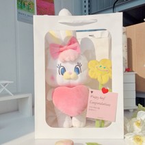 리코 인형 꽃다발 졸업식 기념일 생일 선물 세트, 리코 핑크 하트 인형 꽃다발 선물 세트