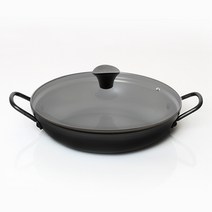 [국산] 에브리 블랙 경질 전골 냄비 + 유리뚜껑, 낮은, 24cm