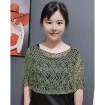 퍼프블라우스 레이스 펀칭 작은숄 여름 니트 숏스타일 조끼 방지 H햇볕에 얇게 타다 자켓 5부소매 밖에걸쳐입는스타일 스커트 셔츠