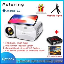 빔프로젝터 가성비 초단초점 미니 무선 프로젝트 프로젝트 스크린 Polaring A1 Native Real 1080P 4K 비디오 2.4 & 5G HD 4000루멘 홈 시어터 캠핑, 2-16 화면 포함 유럽 연합 플러그