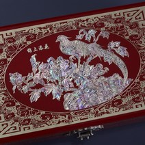 나전칠기자개장 구리 와이어 상감 쉘 복고풍 보석 저장 상자 나무 진주 래커 메이크업 선물, [04] W 부티크 23상자-적룡과 봉황의 길조 선물