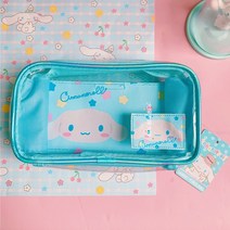 산리오 PVC 투명 쿠로미 마이멜로디 헬로키티 시나모롤 폼폼푸린 필통 문구함 방수 큐티 대용량 수납 다용도 배드바츠마루 캐릭터 귀여운 생일선물 학용품 신학기 우정, D.시나모롤 PVC 필통