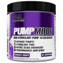 EVL PumpMode 산화질소 보충제 - 부스터 펌프 운동 전 파우더 근육 회복 성장 및 지구력을 위한 글리세롤 베타인 함유 김 방지 음료 (분노의 포도), Furious Grape