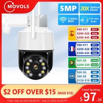 감시카메라 cctv 베이비 캠 MOVOLS2X 줌 무선 PTZ MP TUYA 와이파이 양방향 오디오 IP 카메라 AI 자동 추적 야외 방수 1m IR 보안, 5MP NO TF Card_CHINA | 영국 플러그