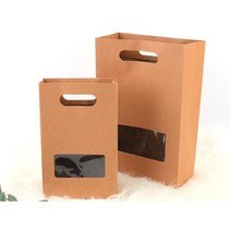 투명 종이 선물 포장 봉투 가방 쇼핑백 5개 크라프트 수제간식 기념일 여친 데코 핸들형 수제느낌 아빠, 단일사이즈