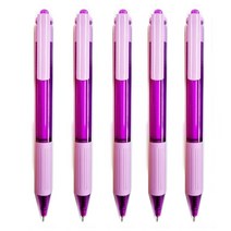 [마치] 클릭 파스텔 니들볼펜 0.7mm 검정심볼펜 국산 판촉 홍보용볼펜 4color, 5개입, 보라