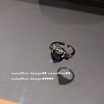 금도금 인조보석 샤이니 크리스탈 바이올렛 큐빅 반지 18K 골드 플래팅 물방울 그라데이션 큐빅 하트 레터링