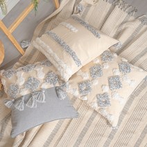 자누이 보호소울 그레이 쇼파쿠션 (솜포함), 태슬(45X45cm)