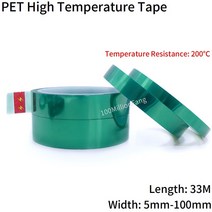 단열테이프 방열 배기 엔진 격실 절연 PET 필름 테이프 내열성 고온 마스킹 차폐 그린 PCB 솔더 SMT 도금 보호, [01] 0.05mm, [01] 33M (1 롤), [03] 4mm