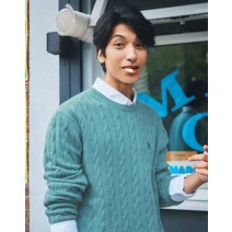 22FW [아이코닉 니트] 울캐시미어 블루 케이블 풀오버 HZSW2D402B2