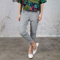 벅시루 여성 노바디 연청 8부 스판 배기진 353