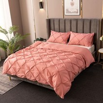 3D 핀치 주름 이불 커버 세트 220x240 단색 싱글 더블 트윈 침구 세트 이불 커버, AU-Queen 210x210cm_세트, 1
