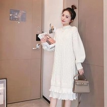 꽃소담 여성 가을겨울 반폴라 롱 니트 원피스 스웨터 QQA2669