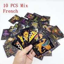 포켓몬 보드 게임 소장용 카드 골드 실버 블랙 10 개 영어 스페인 프랑스어 독일 피카츄 리자몽 뮤츠 Vmax, French black