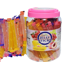 복숭아 포도 망고 리치 4가지 맛 스틱 형태의 젤리 스틱 통 900g (20g X 45개입) 얼려서 먹는 젤리 간식, 5통