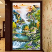 보석십자수 산수화 재물풍경화 전체수 60x92액자포함(사은품 증정), 110x168, 여름(F)