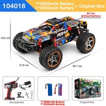 오프로드RC카 무선조종자동차 드리프트RC카 Wltoys-104018 104019 110 RC 자동차 4WD Led 조명 55 KM/H 원격 제어 3660 브러시리스 모터 오프로드, [02] 104016 2B