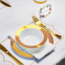 쓱싹 10인 고급 일회용 파티 골드 접시 호텔의 품격 80P 식기 세트