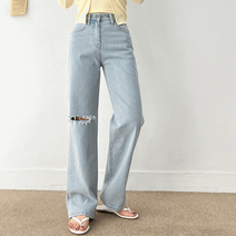연청 데님 디스트로이드 와이드 팬츠 3size
