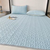 Han Xuan Wei 여름 쿨링 소프트 컴포트 라텍스 시트 쿠션+베개 커버 2개 다양한 컬러 가능, 스카이