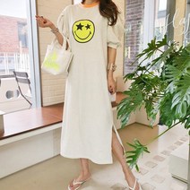 한여름까지 네온스마일 퍼프 롱 원피스(ops1351)