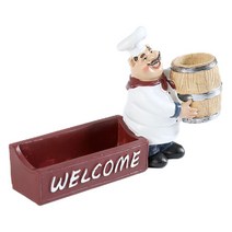 THE VEDO SHOP 수지 요리사 입상 이쑤시개 홀더 요리 요리사 공예 쿡 모델 장식 커피 케이크 숍 장식 카운터 레스토랑을위한, 요리사 명함
