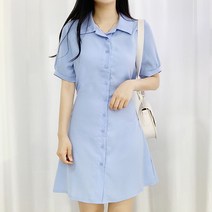 [허리잘록 끈조절O] 실키 셔츠 원피스