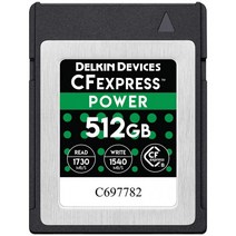 [델킨512] Delkin Devices 512GB Power CFexpress Type B 메모리 카드 (DCFX1-512), 1