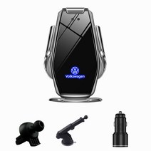 Ecool carlogo 무선충전 핸드폰 거치대 + carlogo 3.0 고속충전기 + 송풍구 거치대 + 부착형 거치대 + USB-C 전원선 세트, Silver, 폭스바겐