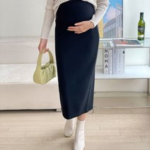 스위트플러스 임부복 겨울 밍크스판 허니 뒷트임 임산부 롱 스커트