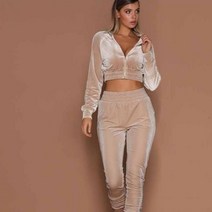 여성 운동복 지퍼 투피스 세트 후드 바지 캐주얼 루즈 벨벳 스포츠 조깅 슈트 2 피스/세트