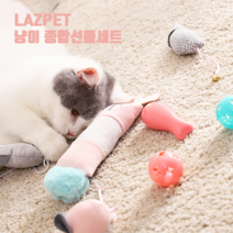 레이지펫 고양이 종합선물세트 낚시대 인형 레이저 방울공 놀이, 1개, 핑크