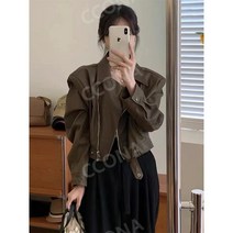 여성 가죽 레더 자켓 숏 짧은 지컷 노카라 크롭 가을 블랙 페이크레더 에코레더