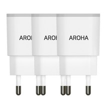 국산 아로하 2.1A 2usb 휴대폰 멀티 충전기 갤럭시 아이폰 호환 충전기 케이블 별도, 화이트3개