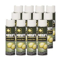 MISTY 미스티 레몬 껍질 공기 탈취 스프레이 - 10온스(12개들이 케이스) 10018, 10 oz (Pack of 12), Lemon Peel