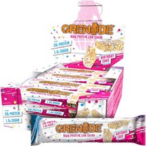 [영국발송] 12개입 그레네이드 카브킬라 프로틴바 버쓰데이 케이크 60g Grenade High Protein and Low Carb protein Bar Birthday Cake