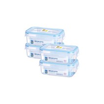 코멕스 바이오킵스 플라스틱 밀폐용기 직사각 450ml 4개, 단품
