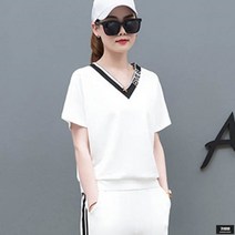 가바바 여성 트레이닝복세트 앞뒤로 포인트 라인 여름 트레이닝복세트 G45130