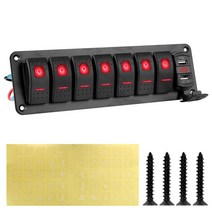카라반 캠핑카 부품 수리용품 12v 24v 7 gang 스위치 패널 라이트 토글 브레이커 볼트 미터 usb 충전기 car accessories for truck trailer, 빨간색