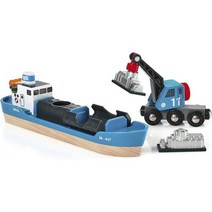 Brio World - 33534 컨테이너선 및 크레인 왜건 3세 이상을 위한 4피스 기차 장난감 액세서리
