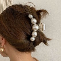 여성 왕진주 올림머리 헤어 집게핀 H053