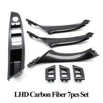 자동차 인테리어 플라스틱 도어 팔걸이 창 스위치 패널 핸들 7pcs BMW 호환 5 시리즈 F10 F11 F18 520i 523i 525i 528i 535i, [09] Carbonfiber LHD 7PCS