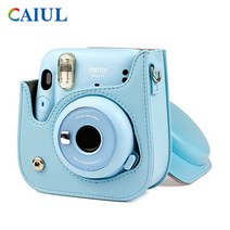 즉석카메라 폴라로이드For Instax Mini 11 Camera Case PU Leather Soft Silicone Cover Bag for Fujifilm, 02 Black