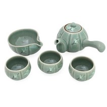 박씨상방 청자호박 3인 다기세트, 1세트, 다관 + 숙우 + 잔 3p